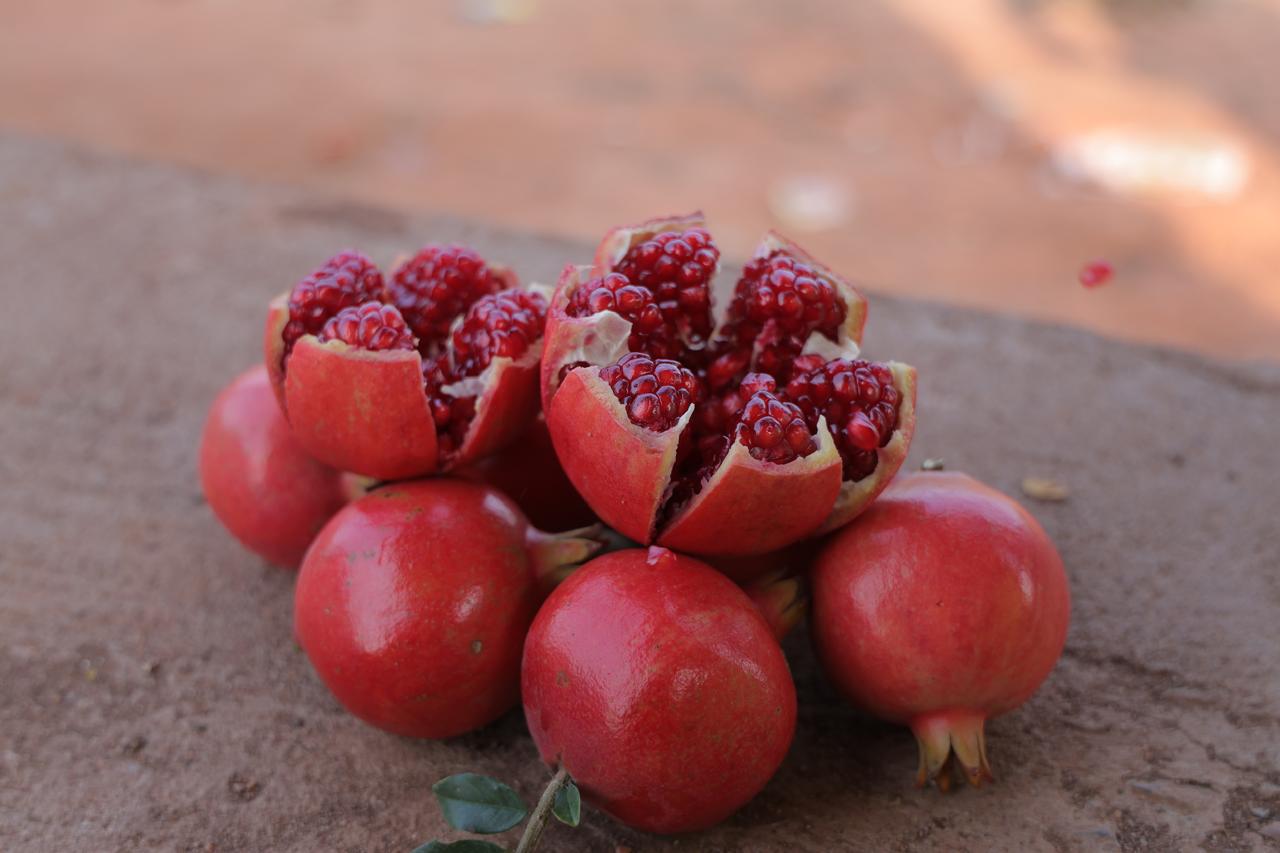 Cut pomegranate showing seeds
